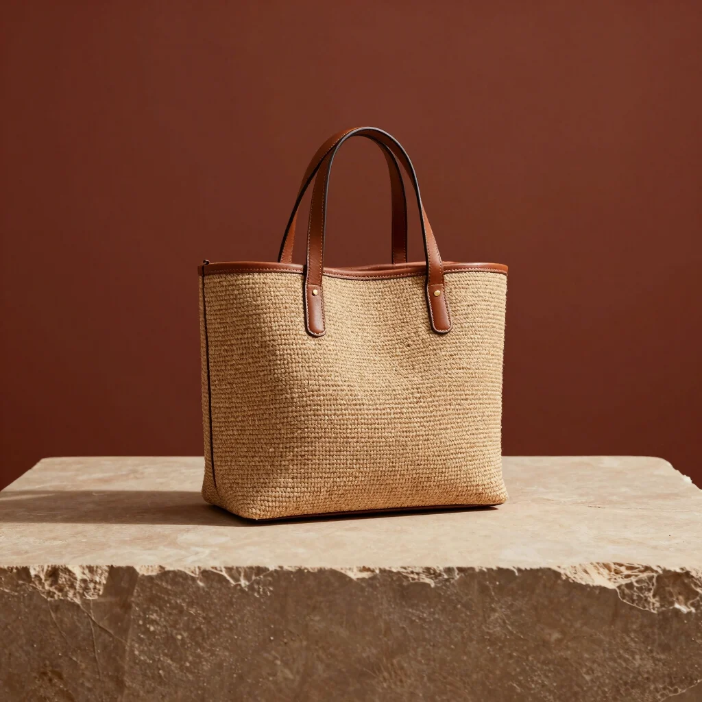 Terracotta Hand Woven Raffia Tote